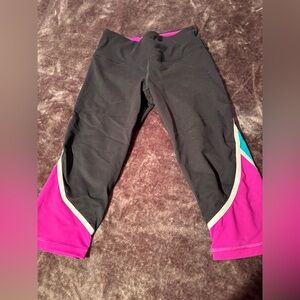 Victoria's Secret Black Leggings with Pink and Teal Highlights